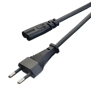 Eu VDE persetujuan 2-cabang 2pin untuk mencari 8 c7 konektor hitam kabel listrik untuk penggunaan ketel listrik