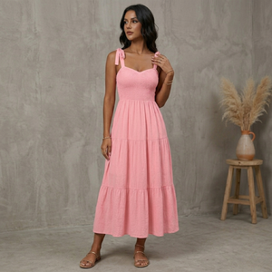Sexy Backless Summer Natural Woven Digital Printing Halter Neck Floor-Length A-Line Women's Dress - Product Image 5