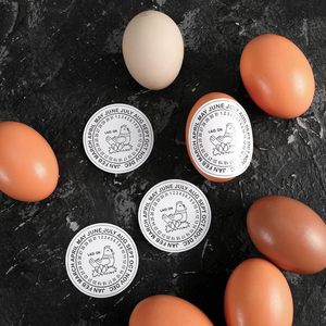 Pegatinas de huevos puestos en fecha, pegatinas de huevos frescos de granja, etiquetas de cartón de <span class=keywords><strong>pollo</strong></span> de huevo para embalaje de mercado de agricultores - Product Image 5