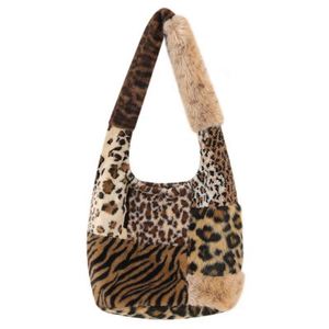 Autumn and Winter New Style Animal Print Fur <b>Patch</b> Crossdbody Bag Girls Fashion Shoulder Bag Leopard Zebra Plush Shoulder Bag - Product Image 1