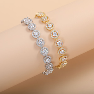Roman Round Button Zirconium <b>Bracelet</b> <b>Copper</b> Alloy Bezel Setting Party Fashion Chain Link <b>Bracelet</b> ASL 0553Q - Product Image 1