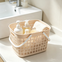 Panier de Douche Portable en Plastique Style Nordique avec Poignées, Organisateur de Rangement pour Salle de Bain et Maison