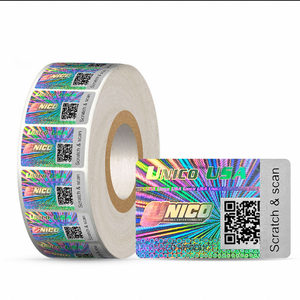 Custom QR Barcode Code Holographic Sticker Glossy Laeser 3D Label for Package Sealing Product Anti-counterfeiting - Product Image 1