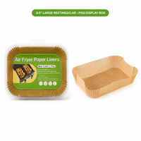 Lot de 50 doublures rectangulaires en papier pour friteuse à air 22x14 cm - Boîte de présentation PDQ, 38 g/m² antiadhésives, conformes FDA, OEM