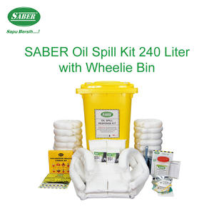Kit anti-déversement d'hydrocarbures SABER haute capacité, bac à roulettes de 240 litres pour grands ateliers et zones de chargement extérieures - Product Image 4