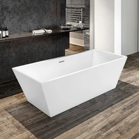 Baignoire carrée moderne autoportante en acrylique pour intérieur/extérieur, baignoire d'angle avec certification CUPC pour hôtels