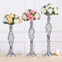 Vente flash : Idées de décoration de table de mariage, centres de table avec fleurs, vase en métal, vase doré, centres de table pour table