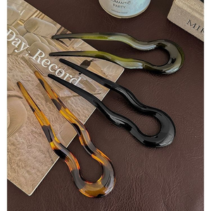 Pince à <span class=keywords><strong>cheveux</strong></span> en acrylique en forme de U de 13 cm, surdimensionnée, pour chignon ondulé, pour coiffures relevées, pour filles et femmes - Product Image 3