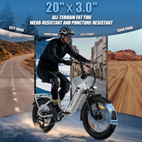 Vélo électrique pliable en alliage d'aluminium CMACEWHEEL VT4 avec pneus larges 20x3.0, moteur sans balais 350W, autonomie de 60 km, batterie au lithium, 7 vitesses
