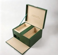 Boîte cadeau en cuir vert, papier MDF, matériaux recyclés écologiques, pour le rangement de parfums et de cosmétiques, avec fermeture magnétique en carton ondulé