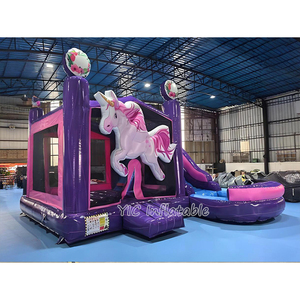 Château gonflable licorne avec toboggan pour enfants, location commerciale pour fêtes - Product Image 1