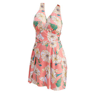 Vestido de una pieza con estampado floral Baiya, cuello cruzado, transpirable, informal, para mujer, para celebraciones festivas - Product Image 5