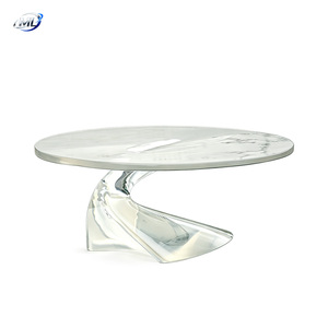 Mesa de Centro de Resina Transparente con Aspecto de Vidrio Redondo, Escultura Fluida para Sala de Estar - Product Image 1