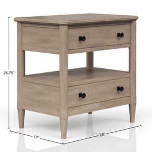 Table de chevet moderne en bois massif de style européen avec 2 tiroirs, design à panneaux, finition sable clair, idéale pour chambre à coucher ou appartement - Product Image 6