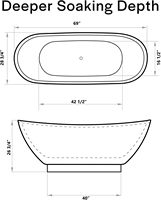 Baignoire ovale de luxe en surface solide, baignoire autoportante en acrylique pour salle de bain