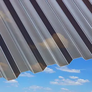 Strong Flexible Roofing Greenhouse Polycarbonate Curved Sheets / Polycarbonate Corrugated Roof Panels In Clear Brown Grey