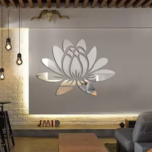 MZL Lotus çiçek akrilik kendinden yapışkanlı duvar Sticker oturma odası kanepe arka plan ayna duvar Sticker ev dekorasyon çıkartması