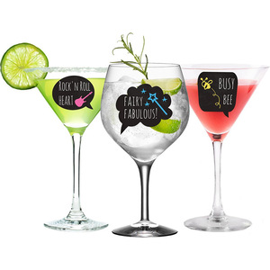 Etiquetas removibles impermeables para vasos de vidrio, decoraciones para fiestas de vino y champán, estilo de dibujos animados rectangulares, impresión digital - Product Image 1