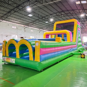 Parcours d'obstacles gonflable populaire pour la location, avec barrière de franchissement et <span class=keywords><strong>filet</strong></span> de sport, vente en gros - Product Image 1