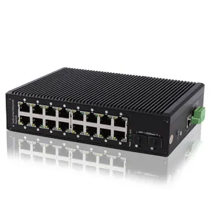 Conmutador Ethernet QoS gestionado Gigabit L2 de 16 canales, 2 SFP, 1000Mbps, enlace ascendente, carril DIN OEM, conmutador de red de núcleo Industrial para exteriores