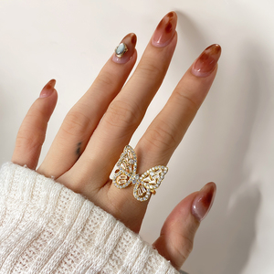 แหวนแต่งงานและหมั้นผู้หญิงแบบปรับได้ ดีไซน์หรูหรา ประดับเพชรซิคอน ทองแดง สไตล์เกาหลี ทันสมัย - Product Image 5