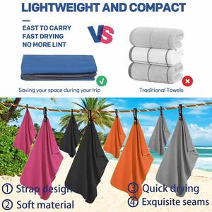 Portable <b>Quick</b>-<b>Dry</b> Woven Polyester Ultra-fine Fiber <b>Towel</b> for <b>Beach</b> Sports Travel & Camp Soft and Strong Water Absorption - Product Image 3