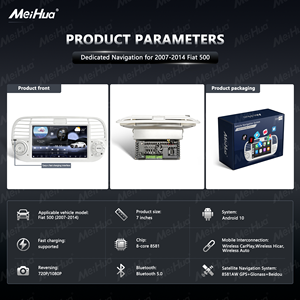 Accesorios Interiores para Vehículos de Fábrica Meihua, Unidad Principal con Pantalla Táctil de 7 Pulgadas, Reproductor Multimedia para Automóvil con WiFi 4G y DSP para <span class=keywords><strong>Fiat</strong></span> <span class=keywords><strong>500</strong></span> 2007-2014 - Product Image 3