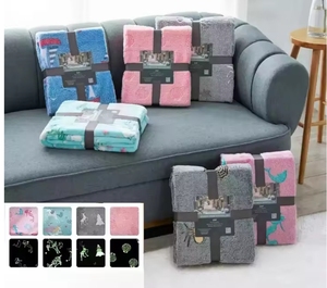 Manta Mágica que Brilla en la Oscuridad, Manta Luminosa de Franela para Niños, con Diseño de Estrellas, <span class=keywords><strong>Luna</strong></span> y Dinosaurios, Suave y Cálida, Regalo para Niños y Niñas, Fábrica GRS - Product Image 5