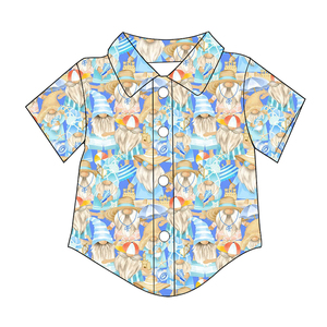 Chemise à manches courtes pour enfants, tissu en soie de lait, imprimé personnalisé d'animaux et de dessins animés, chemise décontractée pour garçons, douce, respirante, OEM ODM - Product Image 1