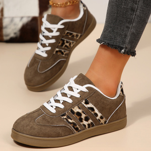 <span class=keywords><strong>Baskets</strong></span> à imprimé léopard et rayures pour femmes, chaussures décontractées <span class=keywords><strong>basses</strong></span> à lacets - Product Image 5