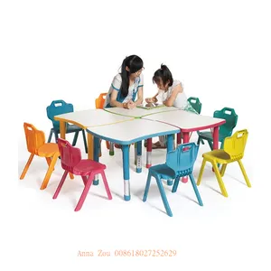 Cheap kindergarten kids table chair set plastic kids table and chair for sales QX-18197L
