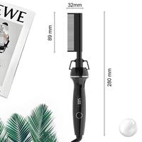 Peigne chauffant en céramique LCD pour barbe, lisseur à température réglable, haute chaleur 500, conception anti-brûlure pour usage domestique et hôtelier