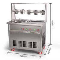 Machine à glace frite automatique à double pot Machine à rouler la crème glacée neuve pour le lait et l'eau pour les jus de fruits et la bouillie