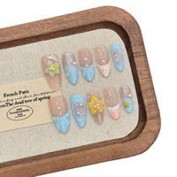 Lot de 10 faux ongles en gel peints à la main, magnifiques ongles acryliques de luxe faits à la main, fournitures d'onglerie de haute qualité