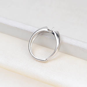 Anillo Abierto de Plata S925 Hecho a Mano, Liso y Rugoso, para Perlas de 9-10mm, con Espaciadores 1798 - Product Image 3