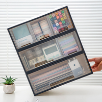 Boîte de rangement à tiroirs transparents en plastique empilé en couches Boîte de tri multifonctionnelle pour bureau à domicile