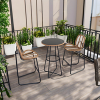 Chaise haute de bistrot moderne en rotin tressé PE pour extérieur, non pliable, pour jardins et terrasses