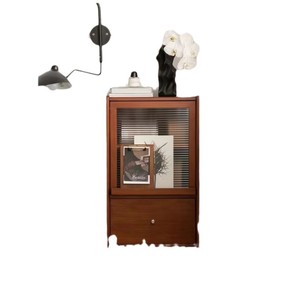 Solid Wood Glass <b>Storage</b> Cabinet With Drawer Living Room <b>Side</b> <b>Table</b> Bedroom Bedside Cabinet Nordic Style Furniture - Product Image 5