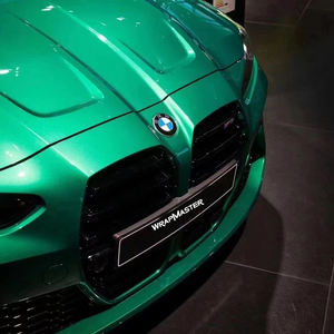 WRAPMASTER 1,52*17m Isla de Man película de PVC verde autoadhesiva brillante metálico PET coche vinilo envoltura decorativa cuerpo rollo - Product Image 2