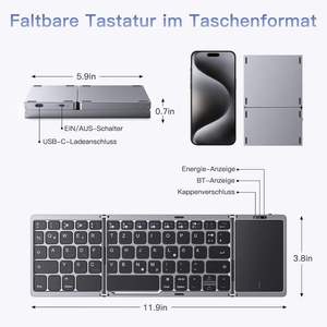 OEM English Arabic Folding Keyboard bluetooth Ultrathin Foldable Rechargeable Keyboard Portable Wireless Keyboard with Touchpad - Product Image 6