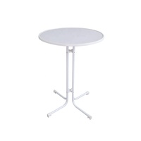 Mesa de jardín portátil plegable redonda informal para exteriores de alta calidad, muebles de barra de madera agregados alrededor del borde, mesa de barra superior de madera