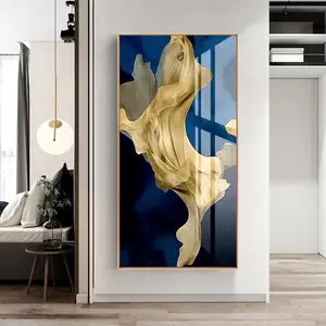 Moderne Luxe Decoratie Abstract Hoge Kwaliteit Hot-Selling Canvas Schilderij Goud Omlijst Met Glas