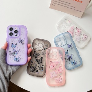 Coque arrière antichoc Bling Glitter Papillon Arc Wave pour iPhone 17 15 16 Pro Max Plus XR XS Max 11 12 13 14 Pro, compatible iPhone 16 - Product Image 1