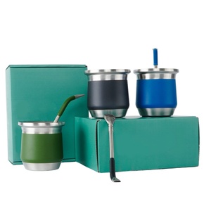 Ensemble de tasses à yerba maté multicolores de 8 oz, <span class=keywords><strong>gourde</strong></span> en acier inoxydable durable et bombilla filtrante, anti-fuite, facile à nettoyer - Product Image 5