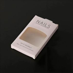 Factory Price Custom Empty Cardboard Nail Paper <b>Box</b> with Silver Stamping <b>Clear</b> PVC Window Portable Design and Sponge Liner - Product Image 1