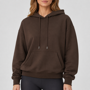 Sudadera con Capucha Extra Grande para Mujer, Color Sólido, Felpa de Algodón, Bolsillo Frontal, Largo Regular, Modelo Phoenix para Otoño - Product Image 1