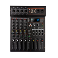 Console de mixage audio professionnelle 4 canaux 2x250W avec 99 effets DSP, contrôleur DJ/consolé de mixage audio pour diffusion en direct et studio d'enregistrement