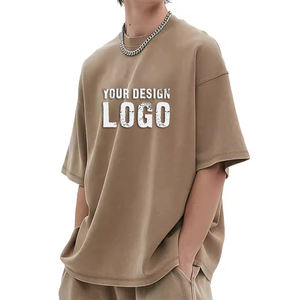 T-shirt pour homme en coton 400g, batik lavé, surdimensionné, mode décontractée, couleur unie, ample, respirant, vente en gros d'usine - Product Image 2