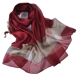 Long <span class=keywords><strong>foulard</strong></span> en soie d'organza pour femmes vintage châle de protection solaire de plage d'été avec pour <span class=keywords><strong>Amazon</strong></span> Designer Pattern Wholesale Manufacturer - Product Image 1