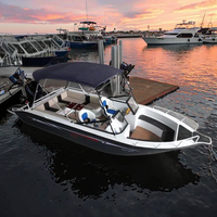 Yacht de Pêche Confortable en Alliage d'Aluminium 6-8 Passagers pour Sports Fluviaux, Coque PVC Hors-Bord avec Mains Courantes Soudées Incluses